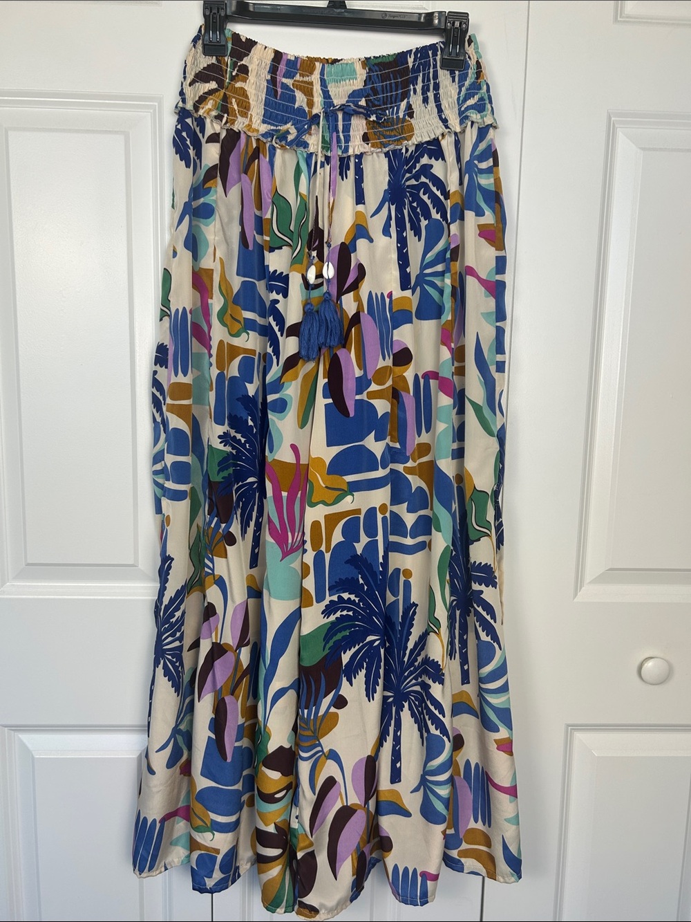 True Destinations Wide Leg Boho Palm Print Pants - Multicolor Size Medium